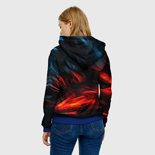 Женская толстовка Red black abstract / 3D-Синий – фото 4