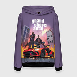 Толстовка-худи женская Grand Theft Auto - game, цвет: 3D-черный