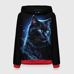 Женская толстовка Черный кот - брызги воды