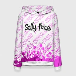 Толстовка-худи женская Sally Face pro gaming: символ сверху, цвет: 3D-белый