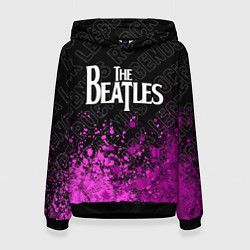 Толстовка-худи женская The Beatles rock legends: символ сверху, цвет: 3D-черный