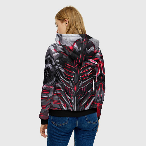 Женская толстовка Красная кибер броня / 3D-Черный – фото 4