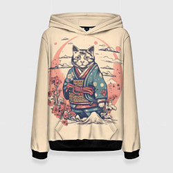 Женская толстовка Кот-самурай