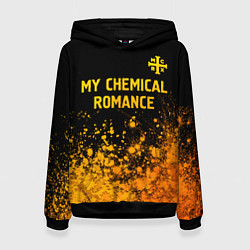 Толстовка-худи женская My Chemical Romance - gold gradient: символ сверху, цвет: 3D-черный