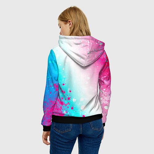 Женская толстовка Three Days Grace neon gradient style: надпись, сим / 3D-Черный – фото 4