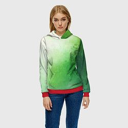 Толстовка-худи женская Зелёные пиксели, цвет: 3D-красный — фото 2