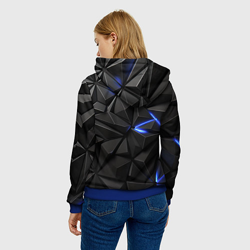 Женская толстовка Неоновое синее свечение на черном / 3D-Синий – фото 4