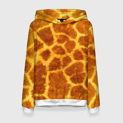 Толстовка-худи женская Шкура жирафа - текстура, цвет: 3D-белый