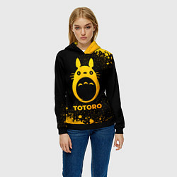 Толстовка-худи женская Totoro - gold gradient, цвет: 3D-черный — фото 2