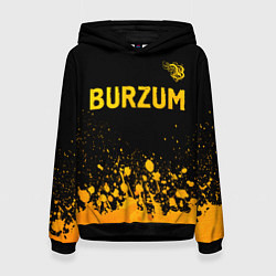 Толстовка-худи женская Burzum - gold gradient: символ сверху, цвет: 3D-черный