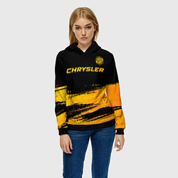 Толстовка-худи женская Chrysler - gold gradient: символ сверху, цвет: 3D-черный — фото 2
