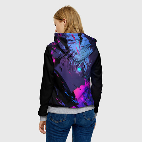 Женская толстовка Сатору Годжо - Магическая битва - неон / 3D-Меланж – фото 4