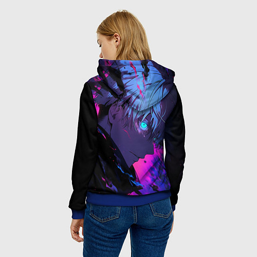Женская толстовка Сатору Годжо - Магическая битва - неон / 3D-Синий – фото 4
