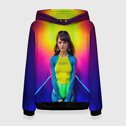 Женская толстовка Девушка гимнастка в неоновом зале