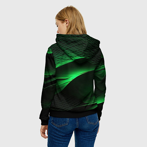 Женская толстовка Зеленая абстракция фон / 3D-Черный – фото 4