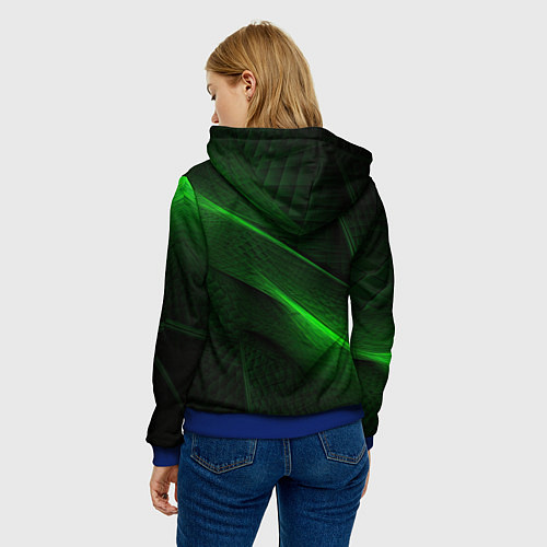 Женская толстовка Green neon lines / 3D-Синий – фото 4
