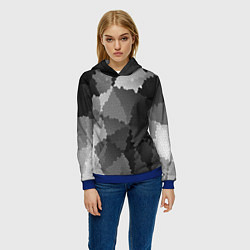 Толстовка-худи женская Мозаичный узор в серых оттенках, цвет: 3D-синий — фото 2