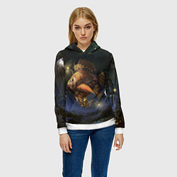 Толстовка-худи женская Рыба-дирижабль в ночи, цвет: 3D-белый — фото 2