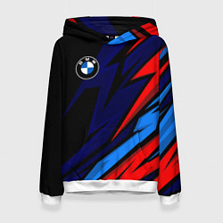 Толстовка-худи женская BMW - m colors and black, цвет: 3D-белый