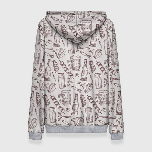 Женская толстовка Паттерн с стеклянной кружкой и шашлыком в стиле кр / 3D-Меланж – фото 2