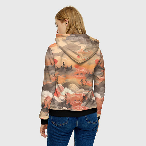 Женская толстовка Japen pattern / 3D-Черный – фото 4