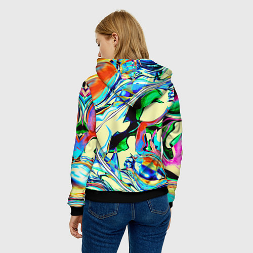 Женская толстовка Яркие абстрактные разводы / 3D-Черный – фото 4