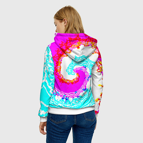 Женская толстовка Тай-дай бирюзово-розовый / 3D-Белый – фото 4