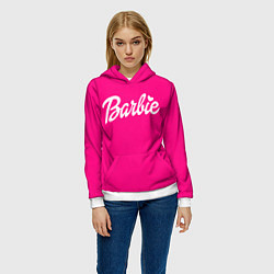 Толстовка-худи женская Барби розовая, цвет: 3D-белый — фото 2