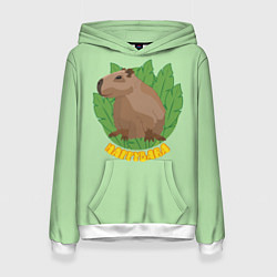 Толстовка-худи женская Хэппибара счастлива, цвет: 3D-белый