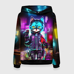 Женская толстовка Cool kitten - cyberpunk - neon glow