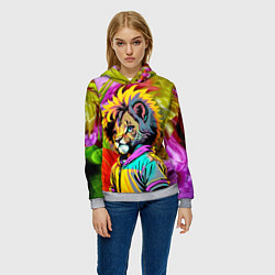 Толстовка-худи женская Funny lion cub - pop art, цвет: 3D-меланж — фото 2