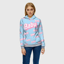 Толстовка-худи женская Baby - Barbie style: blue pattern, цвет: 3D-меланж — фото 2