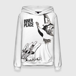 Толстовка-худи женская Ладони с городами внутри, цвет: 3D-белый