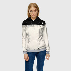 Толстовка-худи женская Снежный пейзаж зимней ночью, цвет: 3D-меланж — фото 2