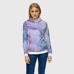 Толстовка-худи женская Розово-голубая шерсть, цвет: 3D-белый — фото 2