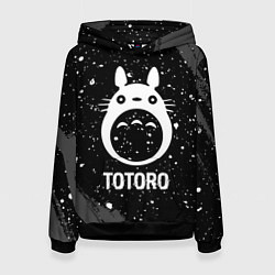 Женская толстовка Totoro glitch на темном фоне