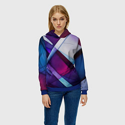Толстовка-худи женская Геометрическая абстракция - нейросеть, цвет: 3D-синий — фото 2