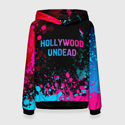 Толстовка-худи женская Hollywood Undead - neon gradient: символ сверху, цвет: 3D-черный