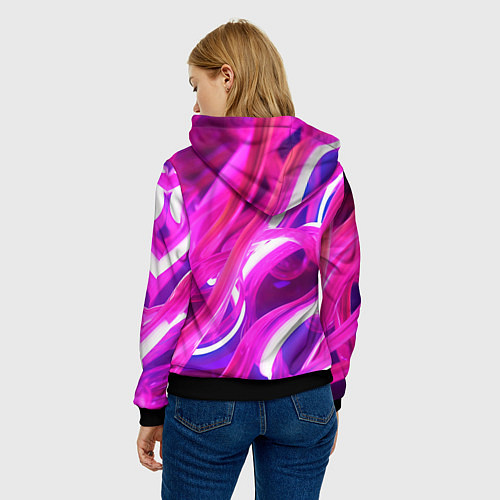 Женская толстовка Розовая плавная абстракция / 3D-Черный – фото 4