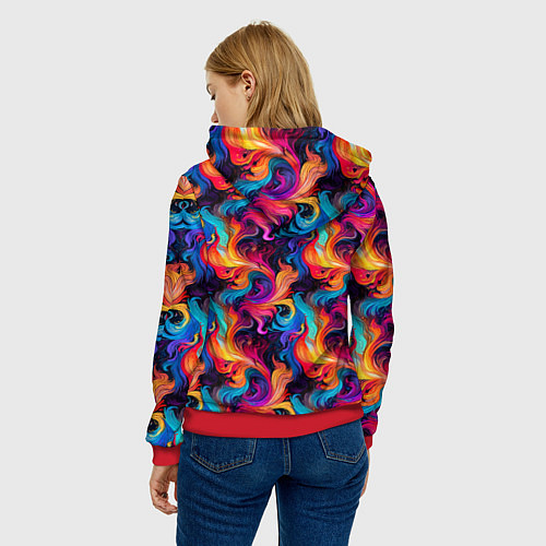 Женская толстовка Разноцветные разные волны разводы / 3D-Красный – фото 4