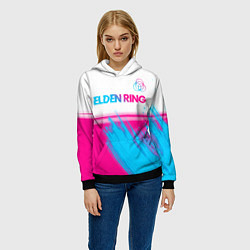 Толстовка-худи женская Elden Ring neon gradient style: символ сверху, цвет: 3D-черный — фото 2