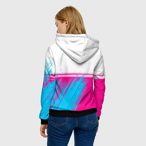 Женская толстовка Arctic Monkeys neon gradient style: символ сверху / 3D-Черный – фото 4