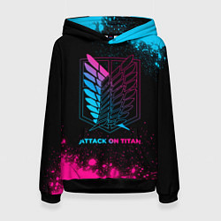 Толстовка-худи женская Attack on Titan - neon gradient, цвет: 3D-черный