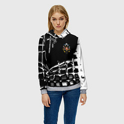 Толстовка-худи женская Россия герб РФ, цвет: 3D-меланж — фото 2