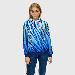 Толстовка-худи женская Volkswagen - синий камуфляж, цвет: 3D-синий — фото 2