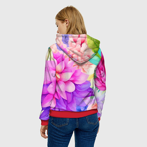 Женская толстовка Ежик в цветах / 3D-Красный – фото 4