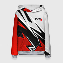 Толстовка-худи женская N7 mass effect - white and red, цвет: 3D-меланж