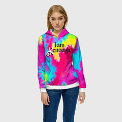 Толстовка-худи женская I am kenough - meme, цвет: 3D-белый — фото 2