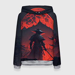 Женская толстовка Samurai and red moon - нейросеть