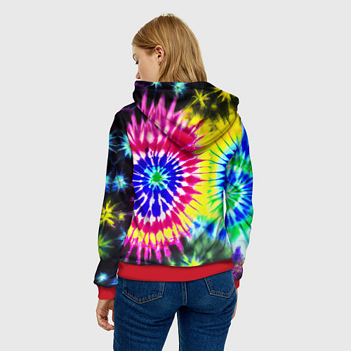 Женская толстовка Colorful floral composition - tie-dye / 3D-Красный – фото 4